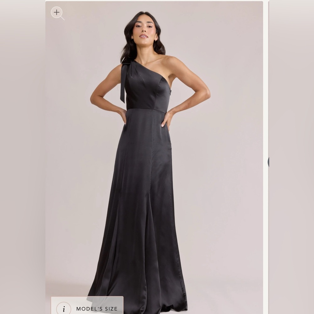 Revelry Rowan Satin Bridesmaid Dress Black